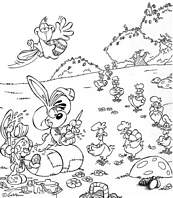 coloriage diddl prepare paques